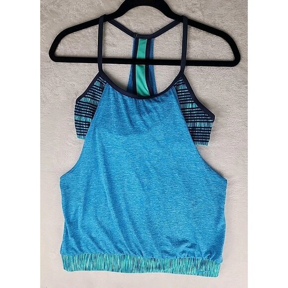 Nike Women's Sz Medium Tankini Racerback Tank Top Built-in Sports Bra Athleisure - Picture 1 of 11